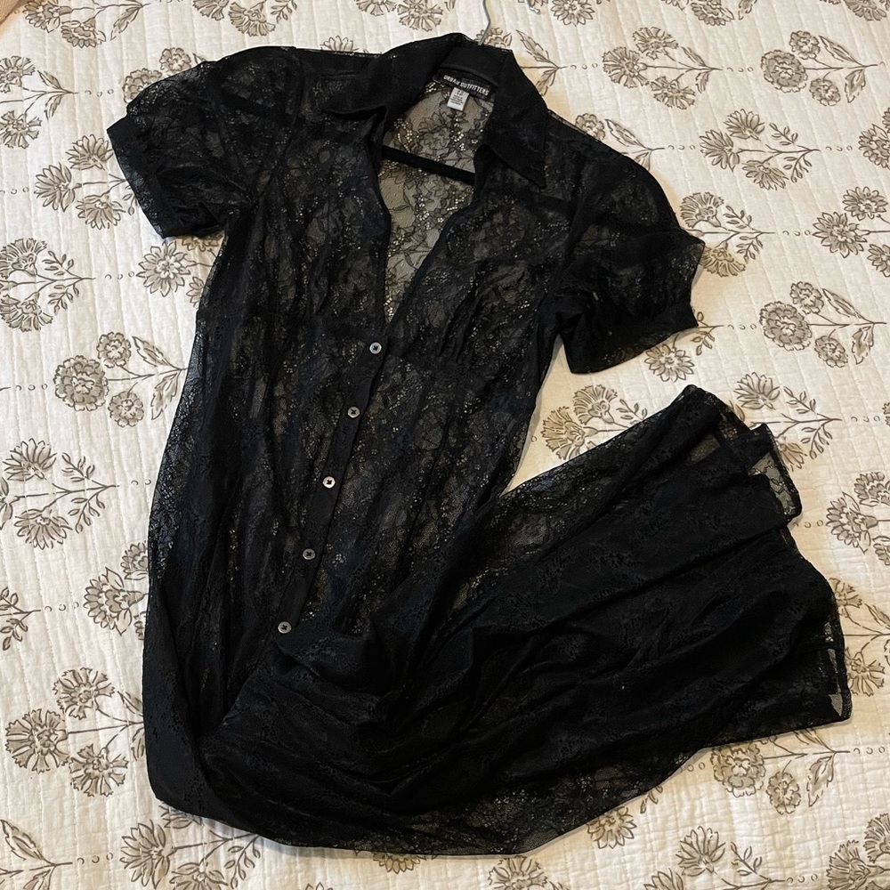 Urban Outfitters Connie Sheer Lace Dress with silver metal buttons - Picture 8 of 8